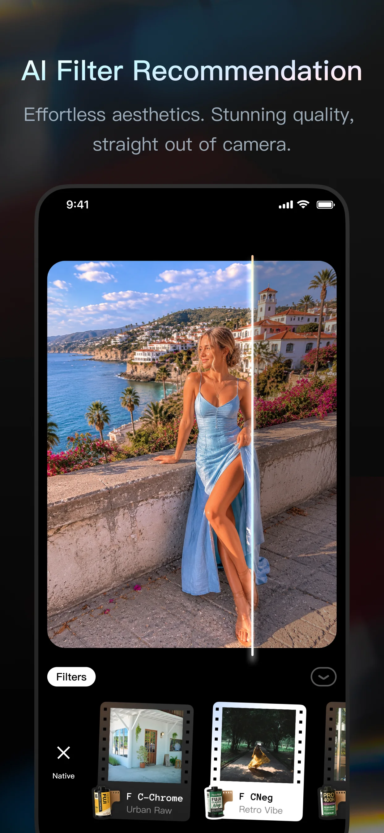 Doka AI Filter Recommendation comparing the original scene with a recommended filter